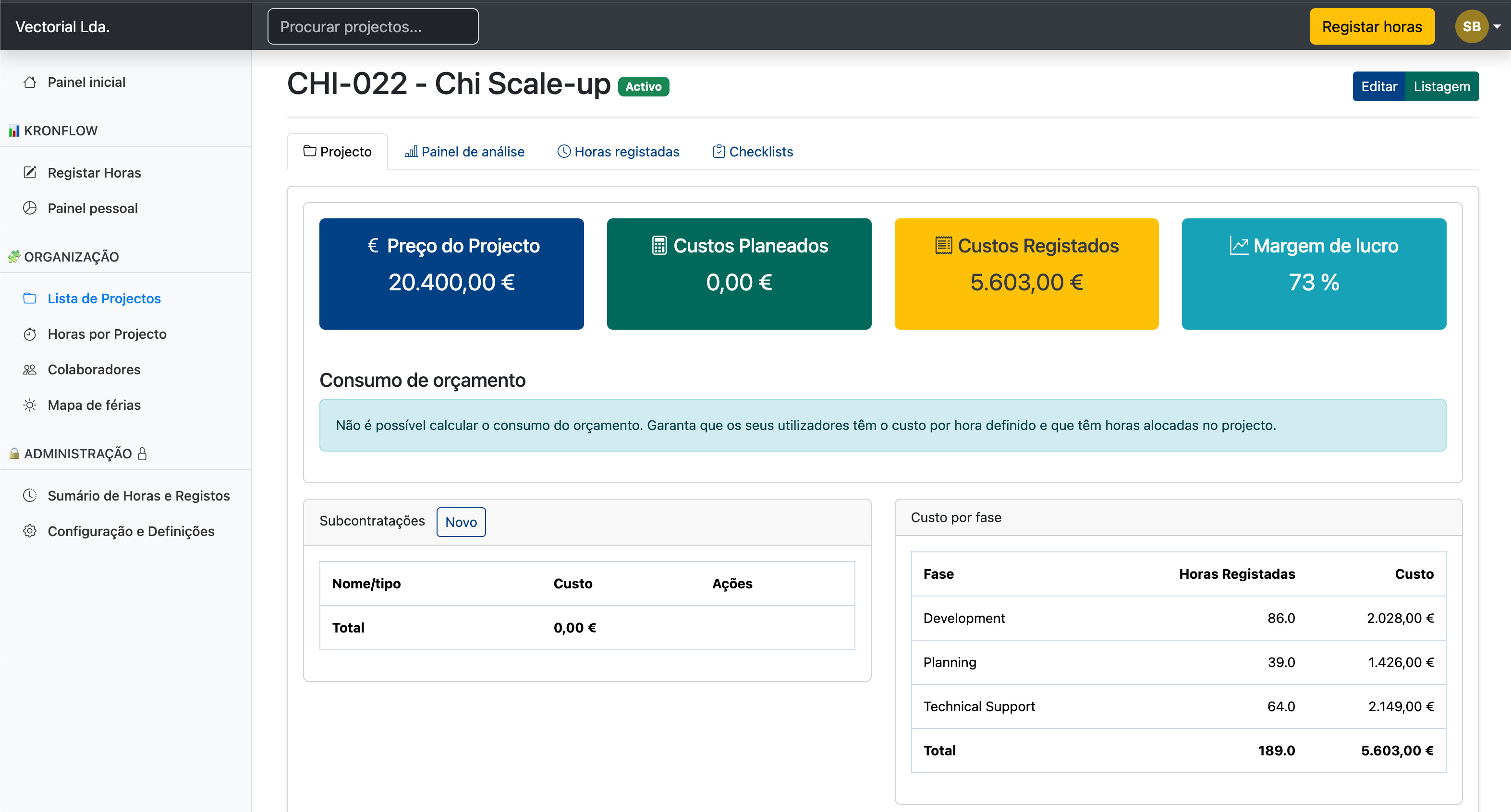 Gestão de Projetos e Custos