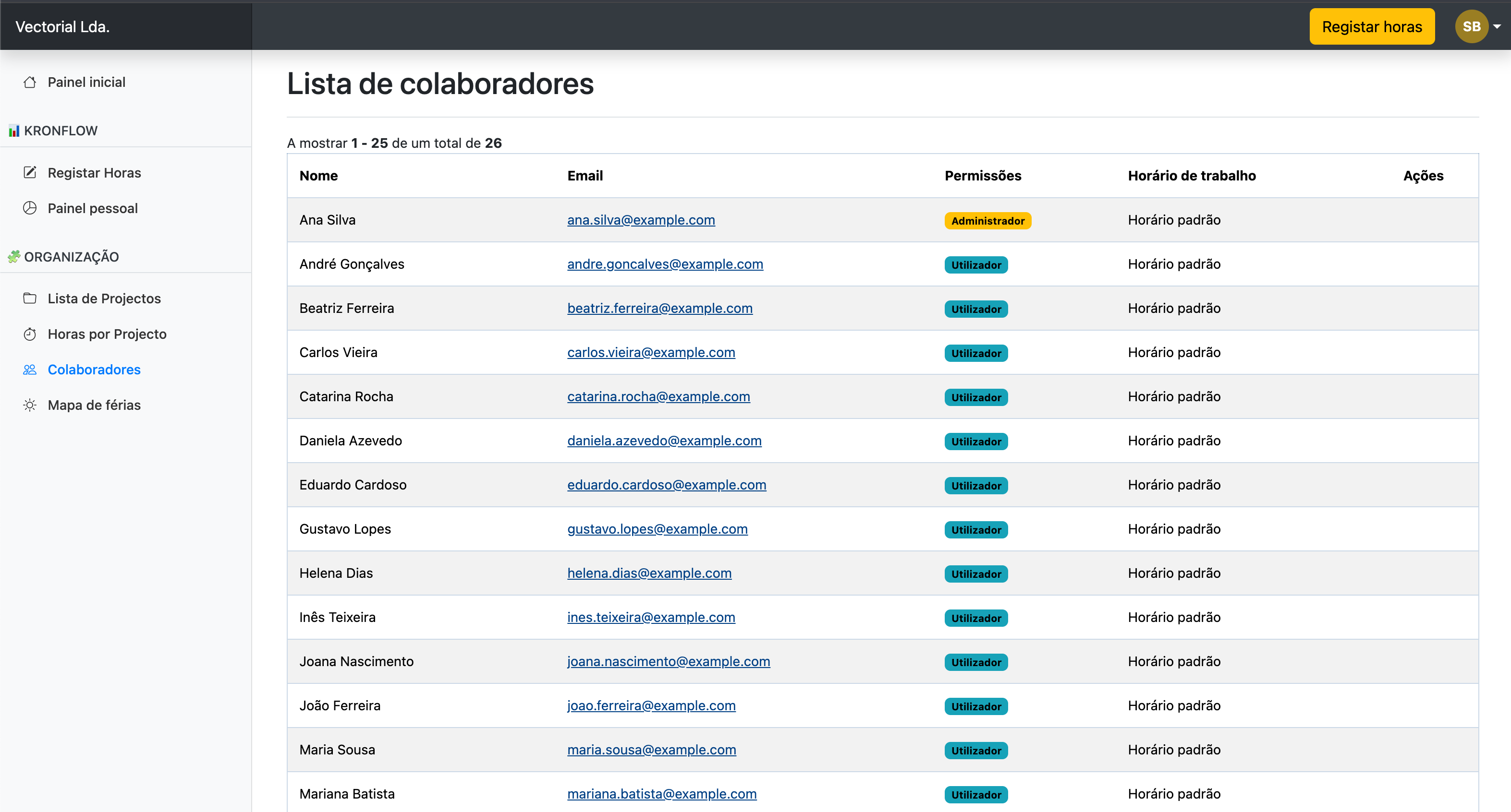 Gestão de Colaboradore e Horários